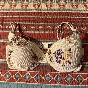 Triangl Swimwear Cream and Purple Floral Bra small